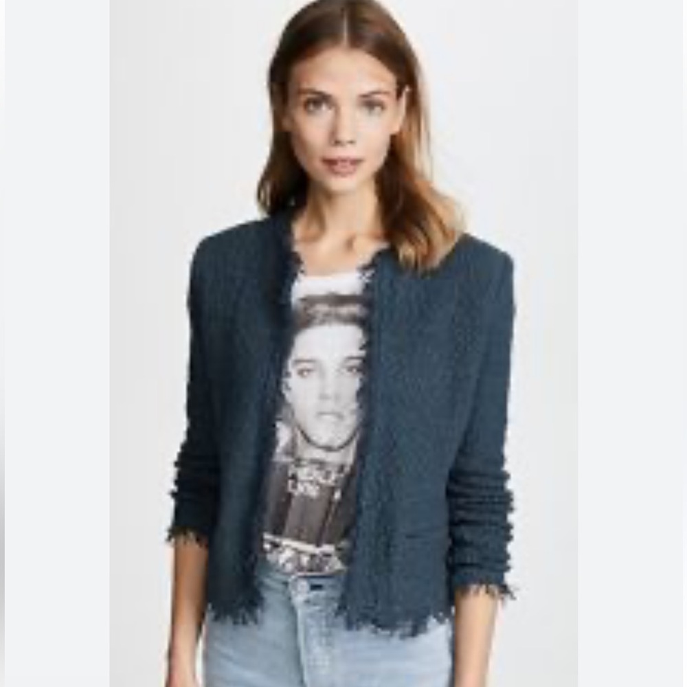 IRO Shavani Open Fringe Jacket Industrial Blue
